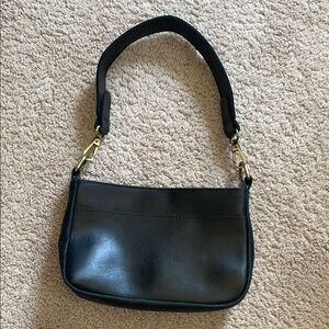 Madeline Parks Small Black Leather Shoulder Bag Tote
